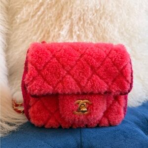 CHANEL Vibrant Pink Shearling Mini Bag